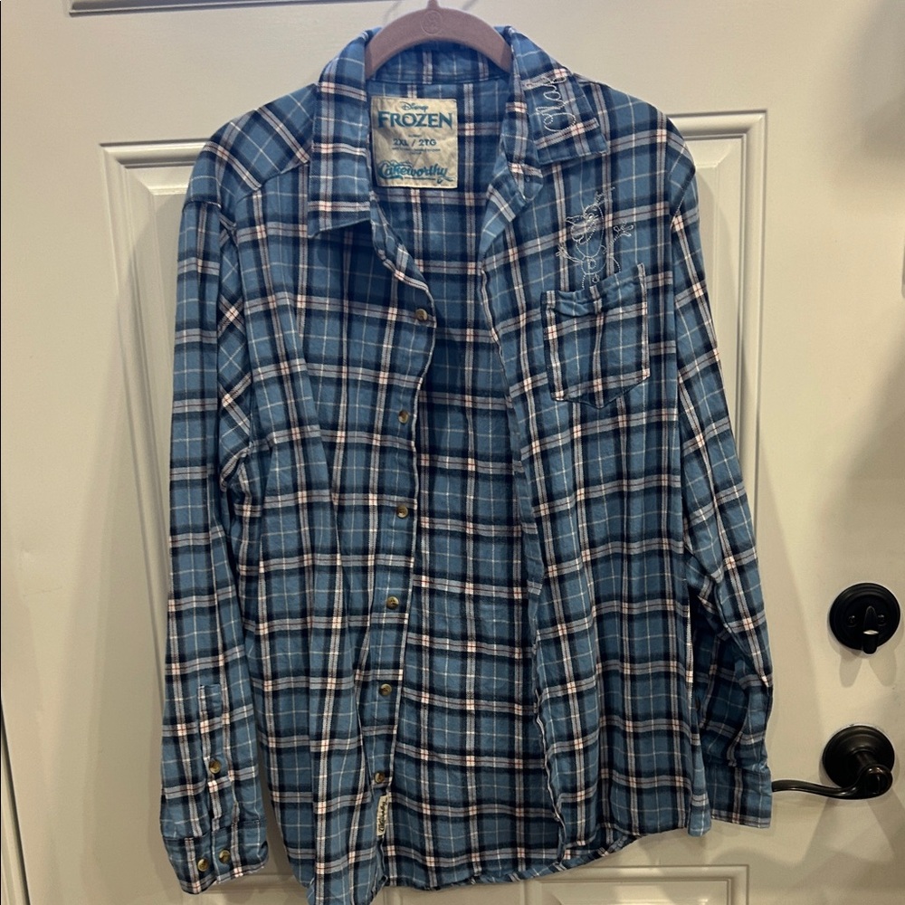 Disney Frozen Blue Plaid Button-Down Shirt